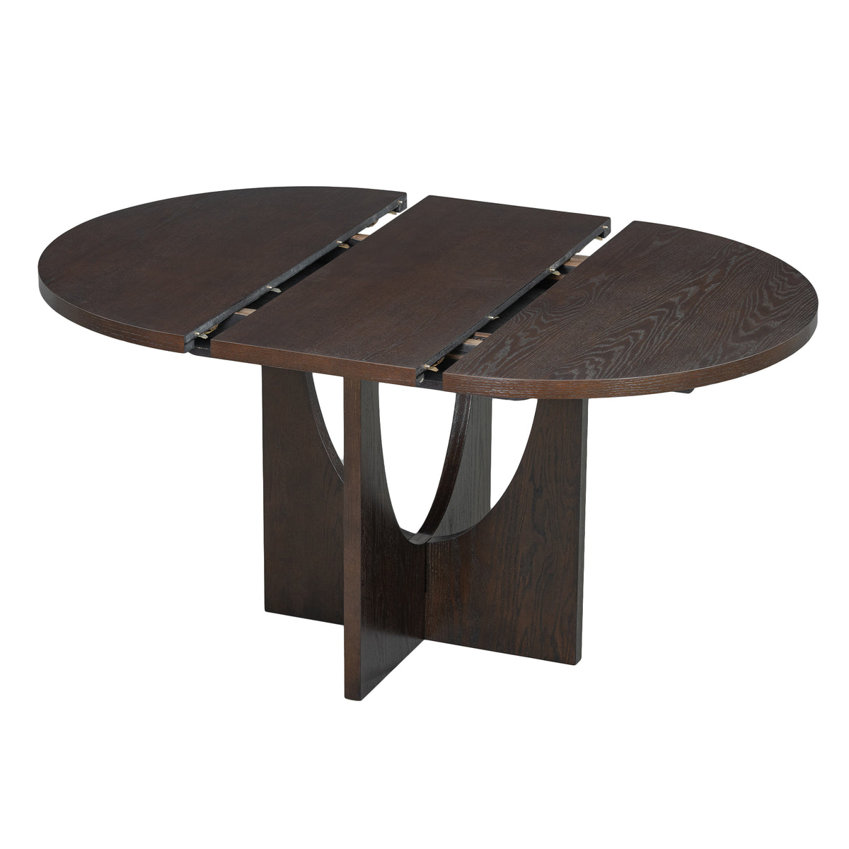 TOPMAX Modern 5-Piece Extendable Round Dining Table Set with 16.2inch Removable Leaf for Small Places, Espresso