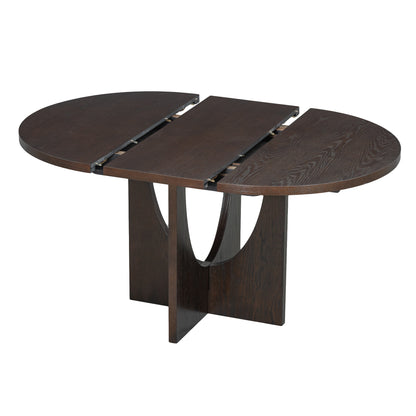 TOPMAX Modern 5-Piece Extendable Round Dining Table Set with 16.2inch Removable Leaf for Small Places, Espresso