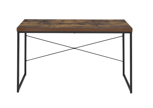Bob Weathered Oak & Black Finish Writing Desk/Dressing Table/Game Table/Small Dining Table w/ Metal Legs