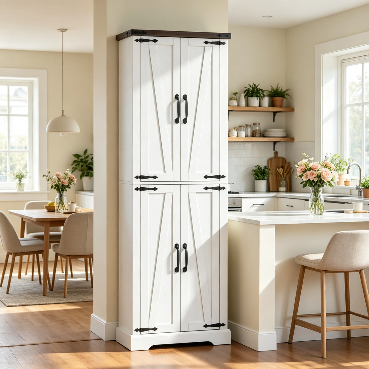 Tall Storage Cupboard,Freestanding Kitchen Pantry Cabinet,Multi-Functional Accent Cabinet,Dining Room Sideboard Cabinet(Only Kitchen Pantry Cabinet)