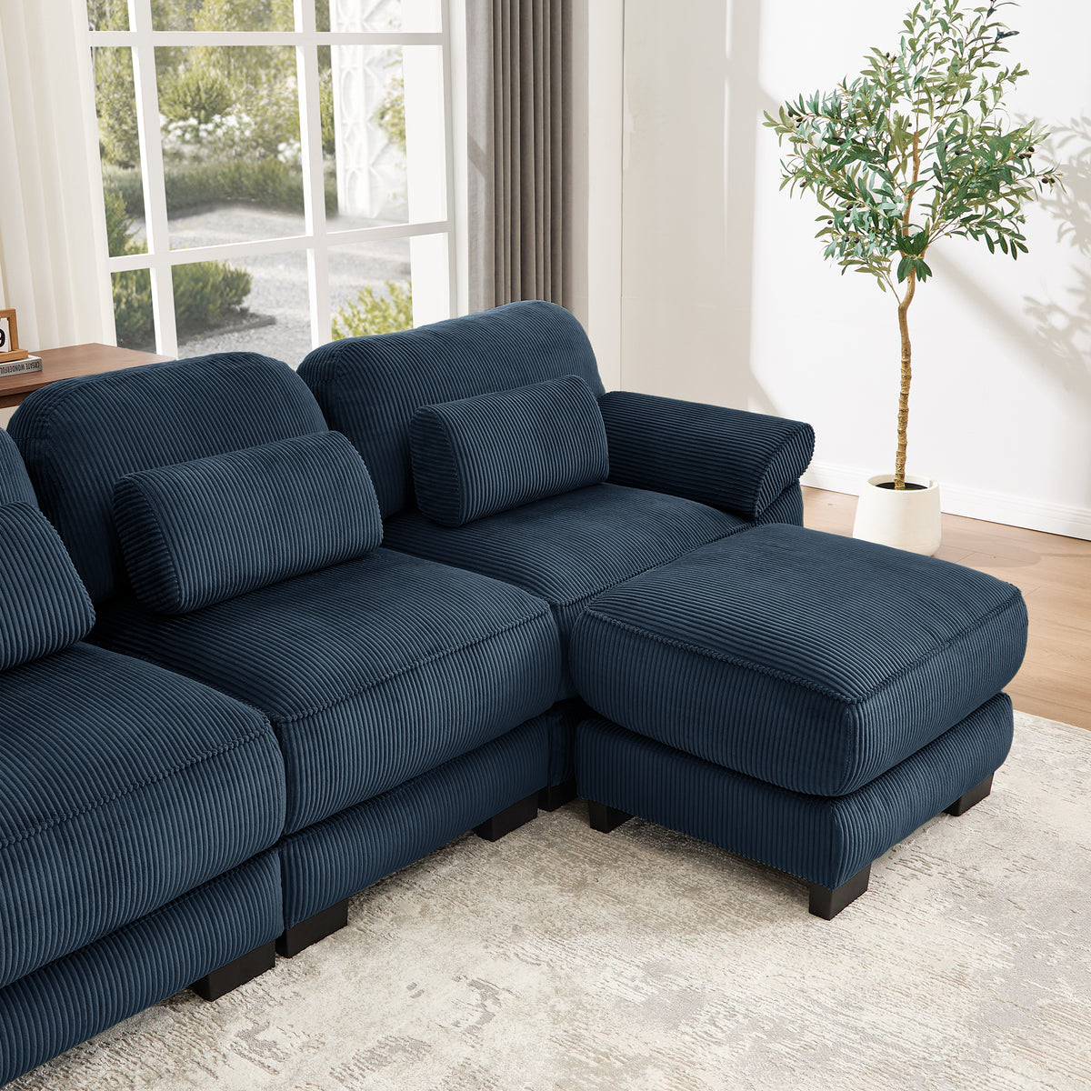 Ottoman Corduroy -Blue
