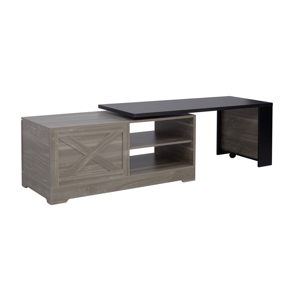 U-Can Farmhouse  Lift Top Coffee Table With Barn Doors, Wood Rectangle Center Table With Large Hidden Storage Space And Open Cabinet, For Living Room, Bedroom, Home Office