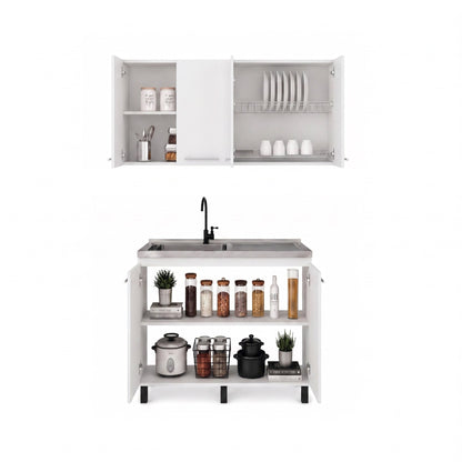 White 2-Piece Kitchen Sink Cabinet Set