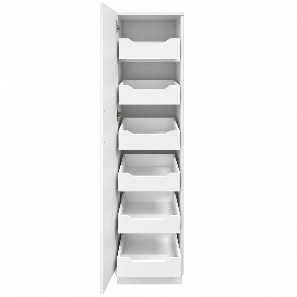 Tall Slim Pantry Storage Cabinet, Freestanding Single-Door Kitchen Cupboard with 6 Pull-Out Drawers, Narrow Food Storage Organizer for Kitchen, Dining Room