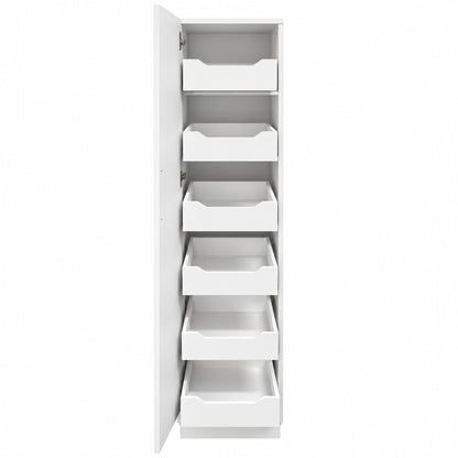 Tall Slim Pantry Storage Cabinet, Freestanding Single-Door Kitchen Cupboard with 6 Pull-Out Drawers, Narrow Food Storage Organizer for Kitchen, Dining Room