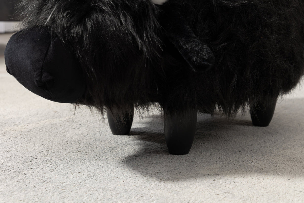Harry the Buffalo Cow Storage Ottoman- Black