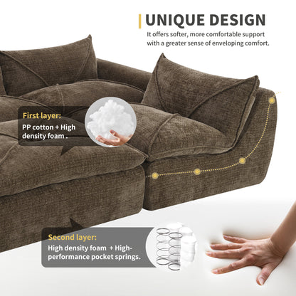 [VIDEO]116'' Fully Compressed Sofa with High Density Foam, Integrated Backrest&Seat Cushion, Decorative Edging – Brown