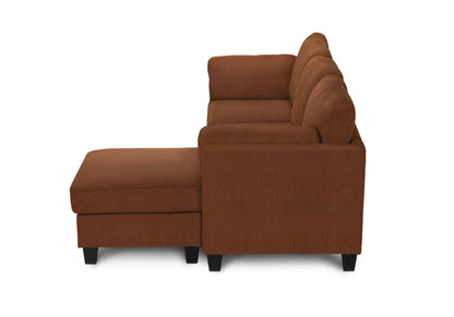 Sofa Lounger, Chaise Lounge, Upholstered, Rust Fabric, Modern, Contemporary
