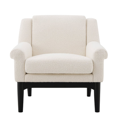 Modern Accent Chair with Flared Arms, Upholstered Lounge Chair, Mid-Century Modern Armchair with Solid Wood Legs, Ergonomic Reading Chair