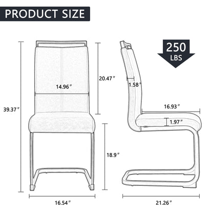 Modern Dining Chairs,PU Faux Leather High Back Upholstered Side Chair with C-shaped Tube Chrome Metal Legs for Dining Room Kitchen Vanity Patio Club Guest Office Chair (Set of 4)(Black+PU Leather)1162