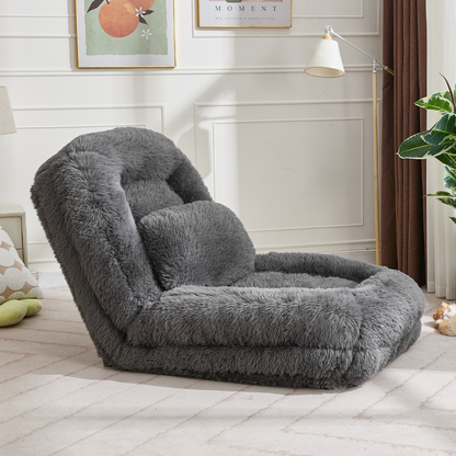 [NEW ARRIVED] [VIDEO PROVIDED] Human Dog Bed,Lazy Sofa,5-Position Adjustable Convertible,Floor Gaming Chair,bedroom, living room,Suitable for gaming, meditation,relaxation,Plush Fabric,Dark Gray