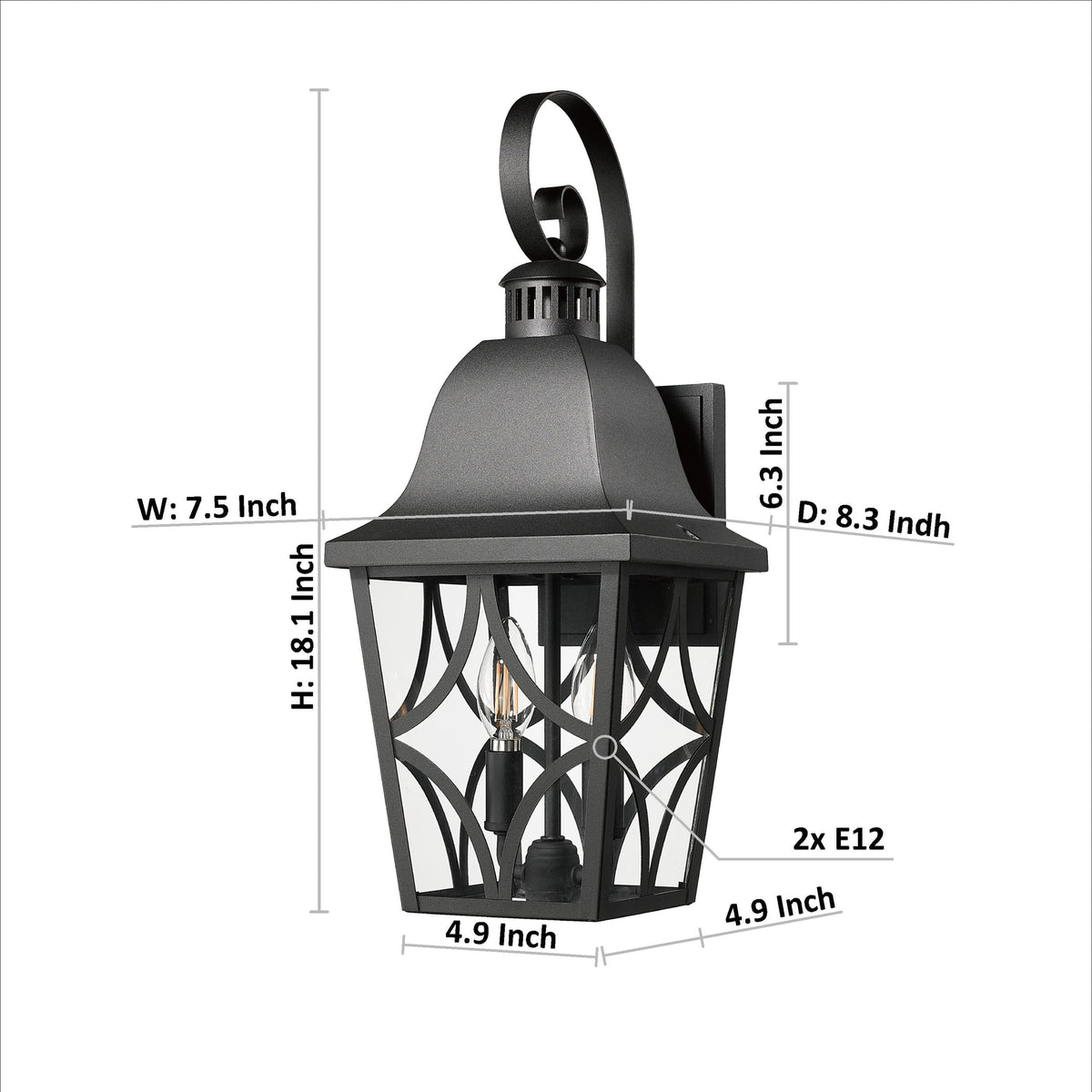 Outdoor Wall Light Fixtures, Waterproof Exterior Wall Sconce Porch Lights, Matte Black Outdoor Wall Lantern with Clear Glass, Outside Wall Mount Lighting for House, Garage, Front Door (2 pack)