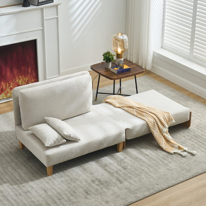 Foldable sofa bed recliner, 3-in-1 convertible sleeper, mid-century modern decor, suitable for small spaces, with three pillows, can be placed in the bedroom study room guest