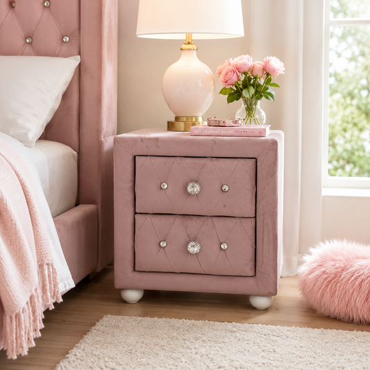 Reggie Pink Fabric Nightstand