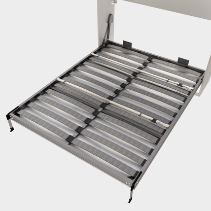 Queen Murphy bed, 65-inch foldable wall bed, with metal bed frame, solid wood support slats, concealed bed frame, with safety lock mechanism,suitable for bedrooms and guest rooms, white