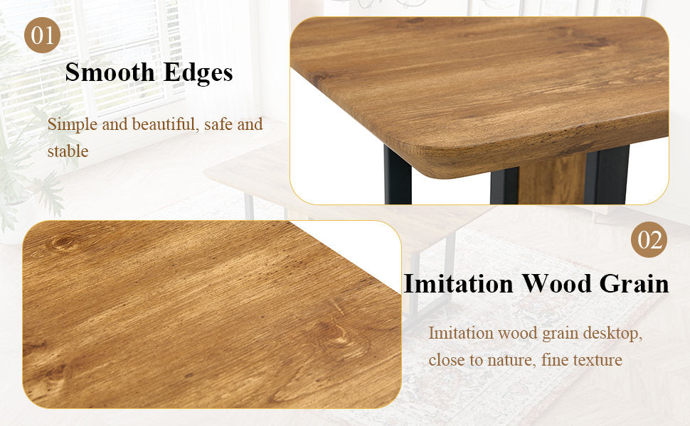Modern minimalism and luxurious wood rectangular patterned dining table. The computer desk. Dining tables are used