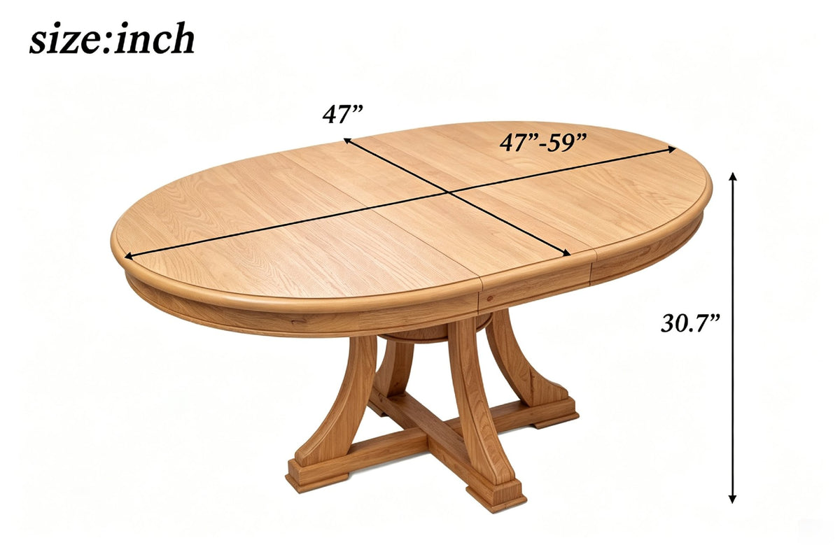 Solid Wood Round Extendable Dining Table 5-pieces Set with  Woven Back Dining Chairs,Natural Oak Finish Dinner Table Set with 4 Upholstered Cushion Seats for Kitchen Dining Room