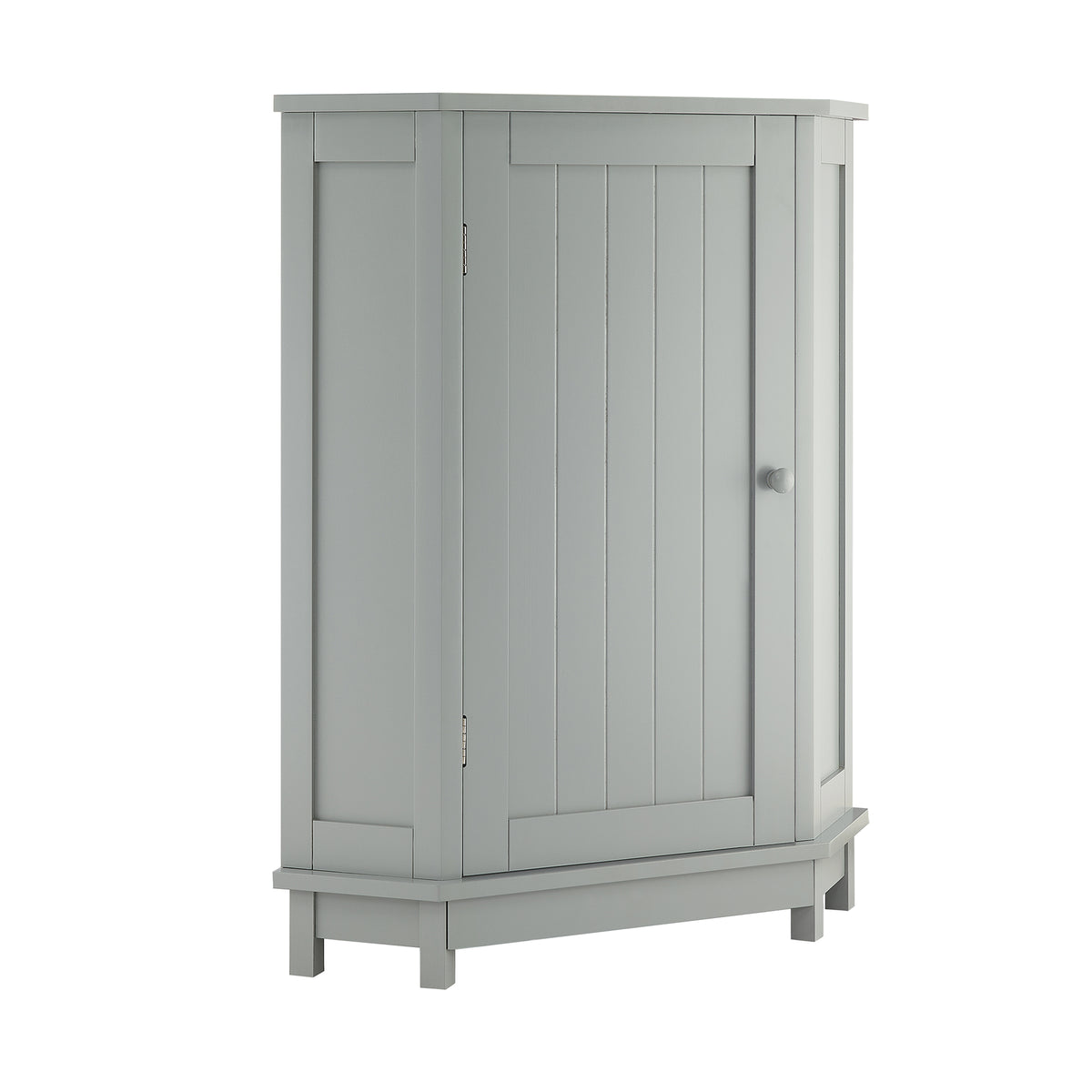 Grey Bathroom Cabinet Triangle Corner Storage Cabinet with Adjustable Shelf Modern Style MDF Board