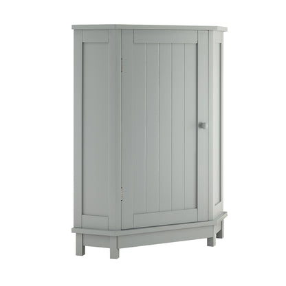 Grey Bathroom Cabinet Triangle Corner Storage Cabinet with Adjustable Shelf Modern Style MDF Board