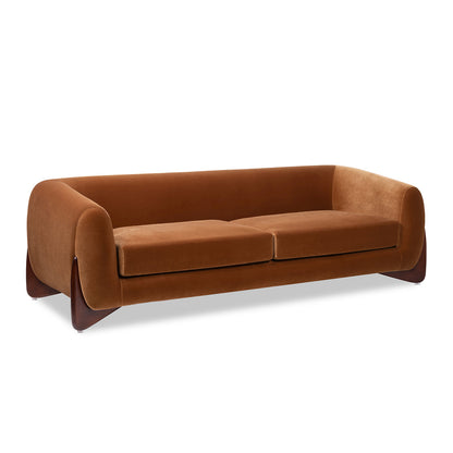 Alpine 90.5' Sherpa Sofa in Burnt Orange Performance Velvet with Natural Oak Legs