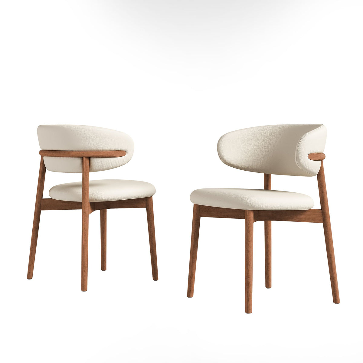 Mid-Century Modern Wooden Feet Dining Chair Set of 2 – White Stylish Chairs for Dining Room, Kitchen, or Living Room, Durable PU & Ash Wood, 20.08 x 20.08 x 30.71 inches