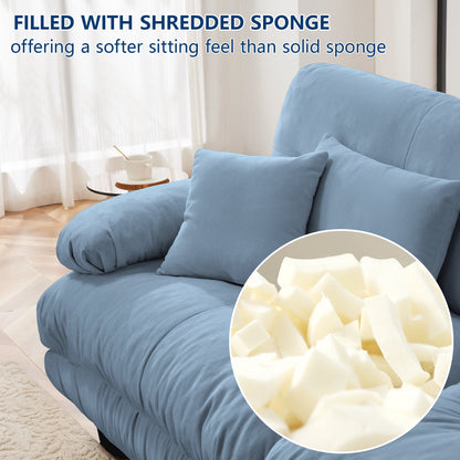 Cloud Couch 2 Seater Sofa, Chenille 2 - Seat sofa with 2 Lumbar pillows and 2 throw pillows, Chenille Blue