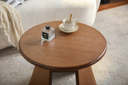 23.23' Round Side Table, Small Wood Coffee Table with Three Slanted Legs, Modern Minimalist Accent Table for Living Room, Bedroom and Balcony