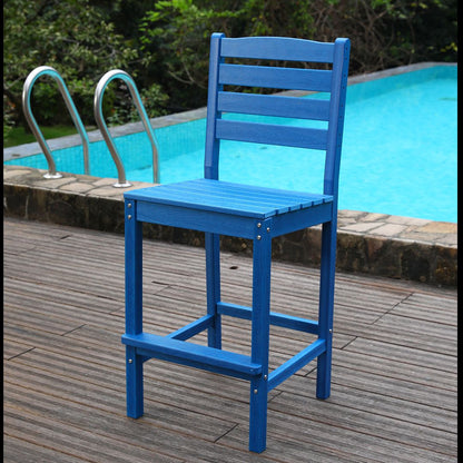 Outdoor Patio Bar Height Chair, All-Weather HDPE Tall Balcony Adirondack Stools for Bistro, Garden, Backyard, Deck