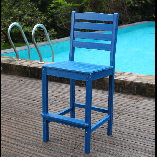 Outdoor Patio Bar Height Chair, All-Weather HDPE Tall Balcony Adirondack Stools for Bistro, Garden, Backyard, Deck
