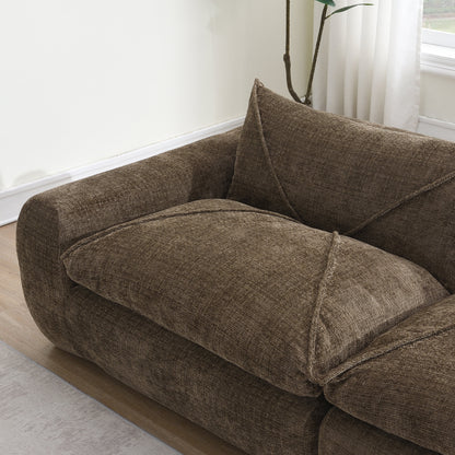 [VIDEO]116'' Fully Compressed Sofa with High Density Foam, Integrated Backrest&Seat Cushion, Decorative Edging – Brown