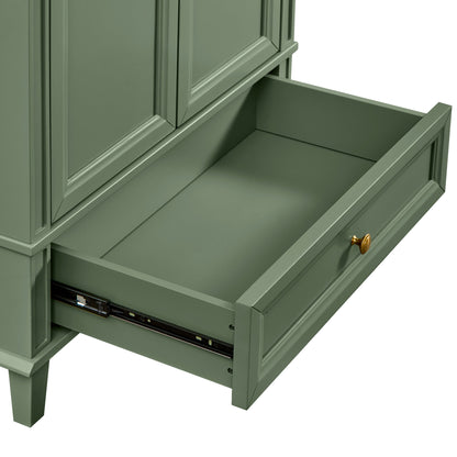 27.8" Modern Bathroom Vanity Set with Reinforced Legs & Painted Surface, Mid-Century Freestanding Bathroom Vanity Sink with Storage, High-end Restroom Vanity Cabinet with Drawer& Hidden Storage Shelvs
