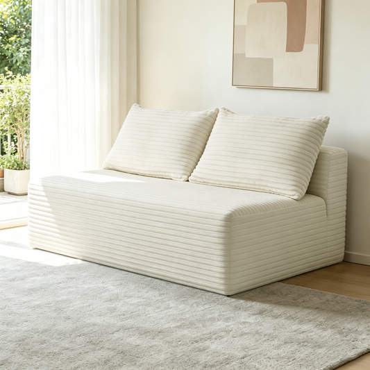57"Cloud Sectional Couch, Comfortable 2 Seater sofa Couch for Modern Living Room,(Plush Fabric),white