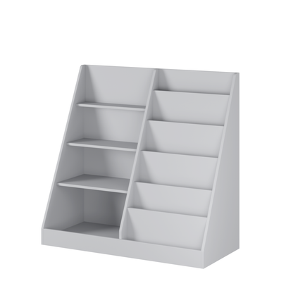 Kids Bookshelf and Toy Storage Organizer, Multifunctional 4 Tier Wooden Kids Book Shelf with Bookcase Display Stand, Children, Toddlers - Gray – Model W808P340216