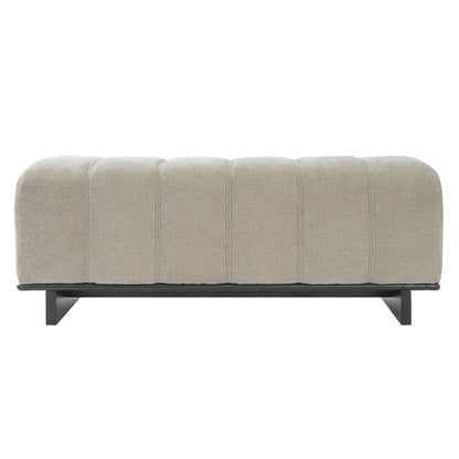 Modern Indoor Dining Bench in Oatmeal Chenille with Rubber Wood and Plywood Frame, 250lbs Capacity, Comfortable Seating for Dining Room or Living Area