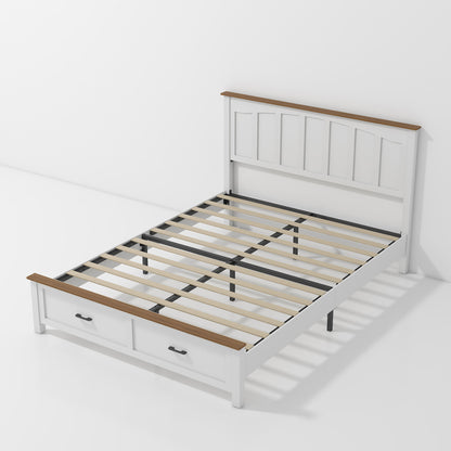 Queen Size Farmhouse Metal Bed Frame, Platform Bed , Mattress Foundation with Wood Support Slats, No Box Spring Needed, Noise Free.