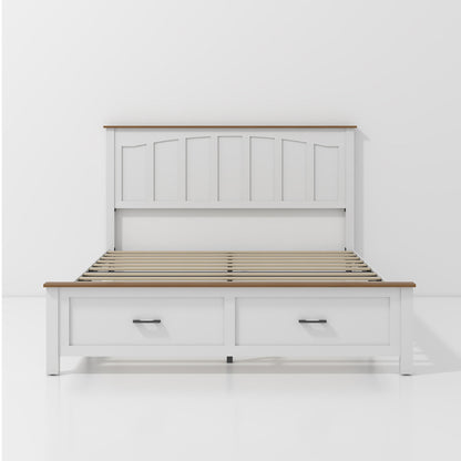 Queen Size Farmhouse Metal Bed Frame, Platform Bed , Mattress Foundation with Wood Support Slats, No Box Spring Needed, Noise Free.