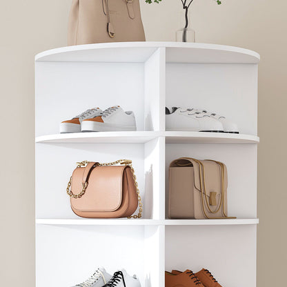 Rotating Shoe Rack Tower, 7-Tier Spinning Storage Rack, Free Standing 360° Revolving Shoe Organizer, Holds 28 Pairs of Shoes (7-Tier, White)