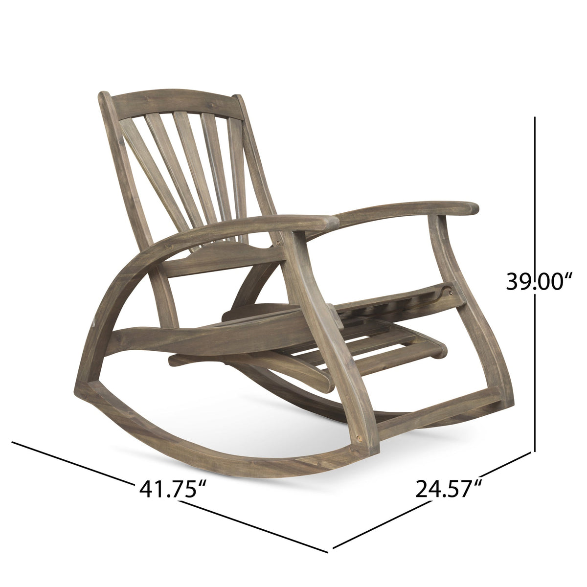 Outdoor Acacia wood Rocking Chair with Retractable foot panel,Rocker Patio Rocking Chair for Porch, Patio, Balcony,