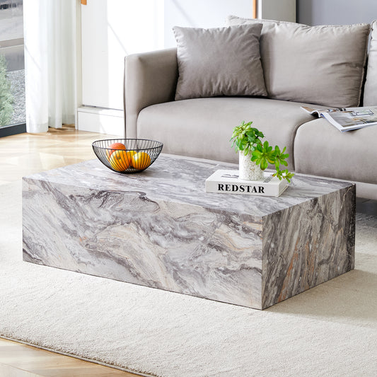 39.3*21.7*11.8 Inch Grey Stone Pattern MDF Coffee Table - Luxurious Design, Perfect Living Room Accent.Fashion texture design coffee table, suitable for various situations and scenes.