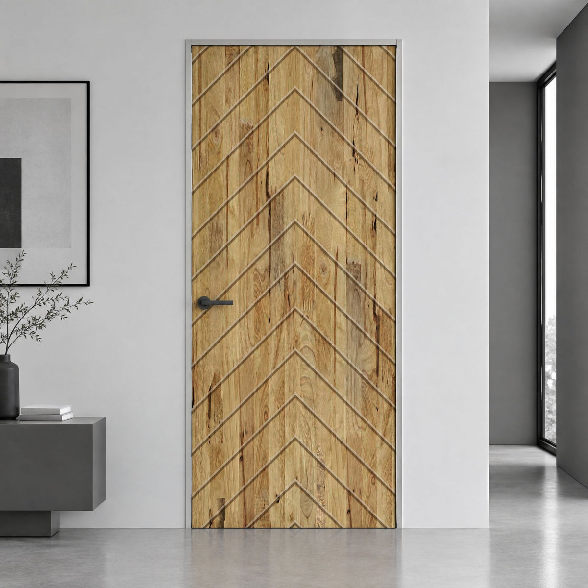 44 in. x 96 in. Hollow Core Weather Oak Stained Pine Wood Interior Door Slab