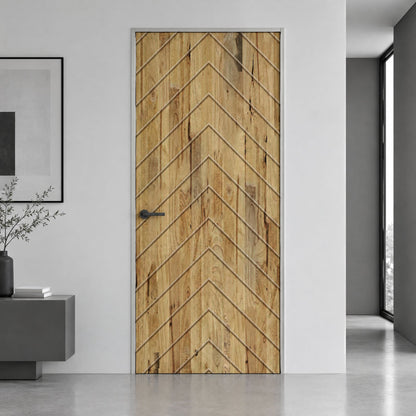 44 in. x 96 in. Hollow Core Weather Oak Stained Pine Wood Interior Door Slab