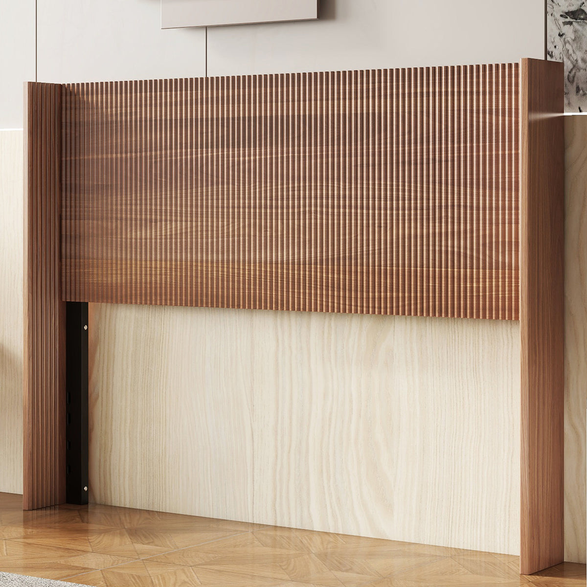 (Queen size) bed frame with a grooved and undulating lifting storage function, featuring a lifting storage feature, safe and beautiful / without noise, a wooden slat platform bed frame in a natural