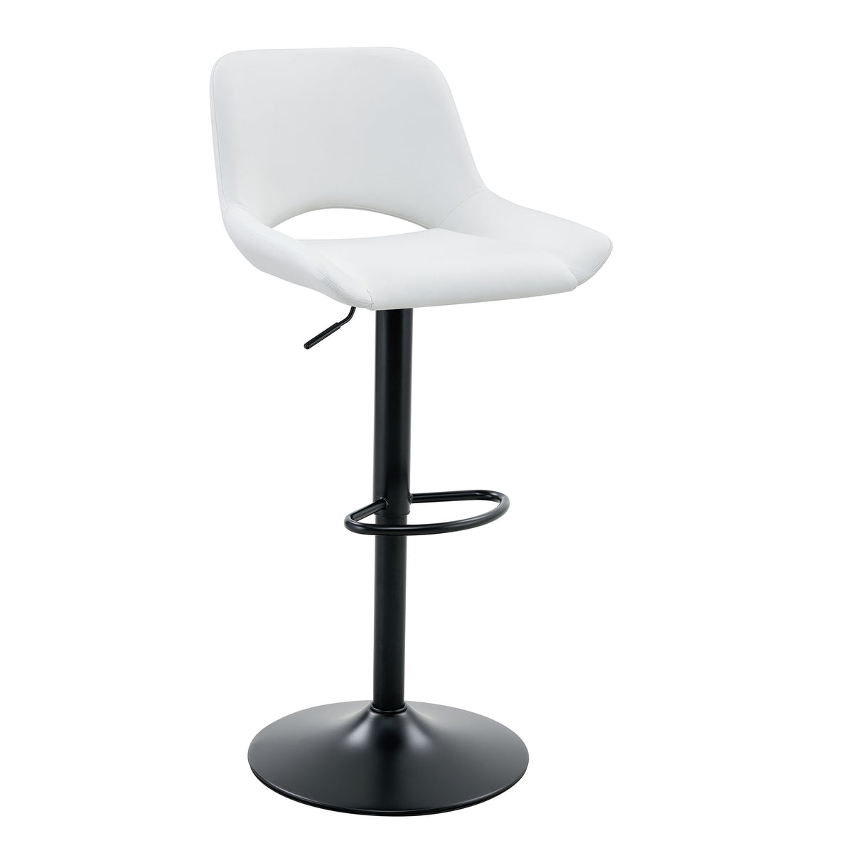 Modern Swivel Adjustable Bar Stools Set - 2 Pack, White PU Material, with Footrest, Holds Up to 250 lbs