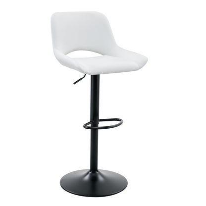 Modern Swivel Adjustable Bar Stools Set - 2 Pack, White PU Material, with Footrest, Holds Up to 250 lbs