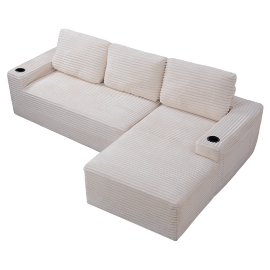 104 Inch Cloud Sectional Couch, Modern Modular Sectional Sofa with Deep Seat, Corduroy Boneless Couches with L-Shape Chaise – Model W5515S00026