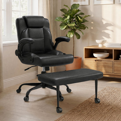 Cross Legged Office Chair with Arms, Wide Criss Cross Chair with Wheels, 360° Rotating Footrest, Height Adjustable Swivel Chair for ADHD,  Ergonomic Office Chair for Home Office Relaxing
