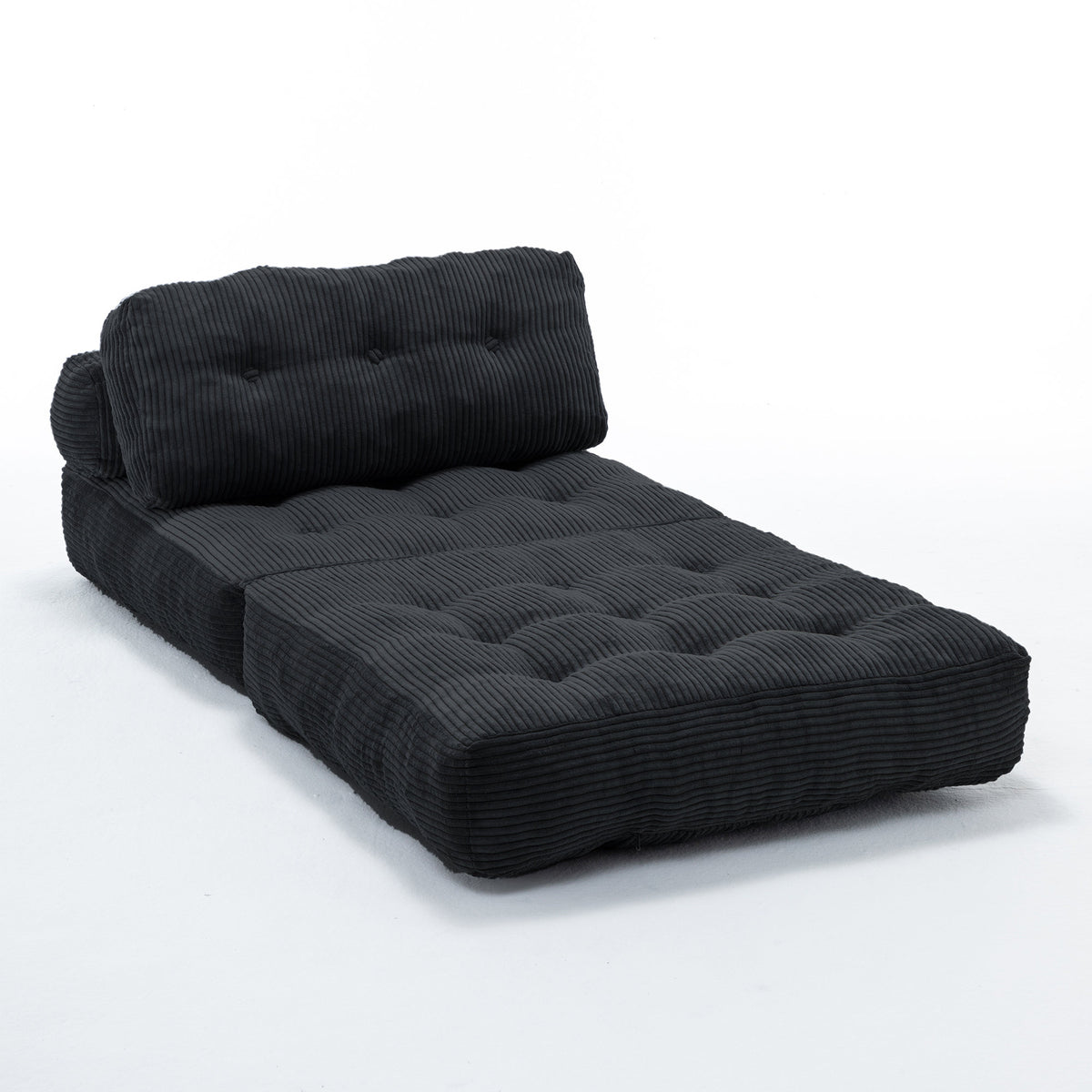 Folding Sofa Bed, Convertible Sleeper Chair with Pillow Foldable Mattress with Back Support, Portable Fold Out Chair Bed Comfy Floor Sofa Lounge for Living Room Bedroom, Black , Single