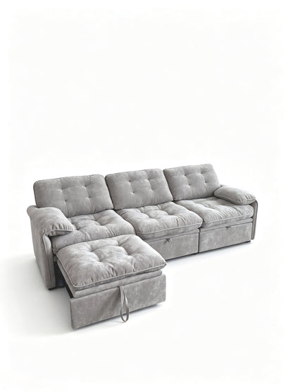 3‑in‑1 Convertible Chenille Sofa Bed, 5‑Level Adjustable Backrest Sleeper Sofa,Chenille Cloud Sofa,Pull-Out Sofa Bed