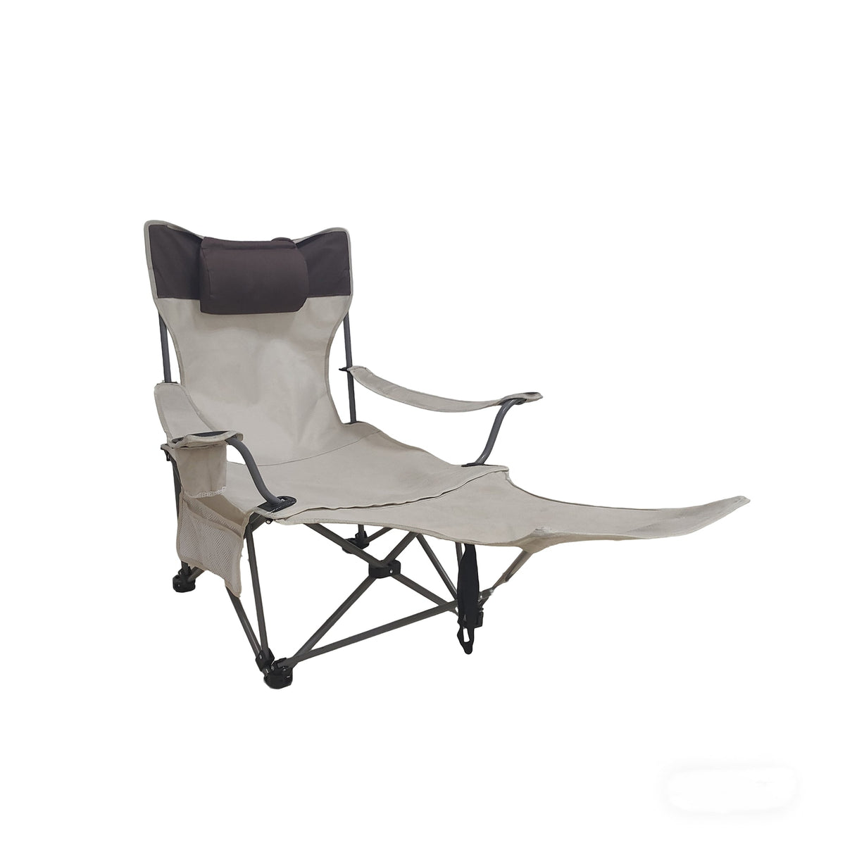 Outdoor Camping Chairs Folding/Portable/Adjustable reclining chair(Three-level adjustment), Side Pockets & Cup Holder,Carry Bag,Beige