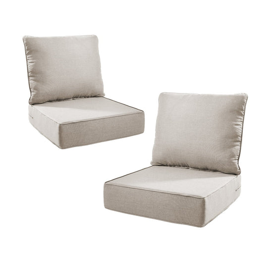 6" Thicker Outdoor Chair Cushion 2 Sets-24"x22"x6" Waterproof Patio Furniture Cushions with Removable Cover 28D High Density Sponge Filling Thicken Outdoor Patio Cushions-Beige